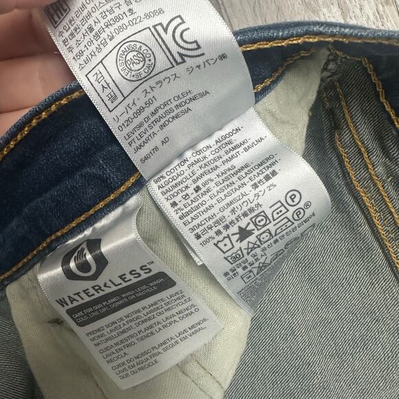 Levis 505 Dark Wash Faded Blue Mens 40x28 Regular Straight Stretch Jeans Red Tab - Picture 5 of 12